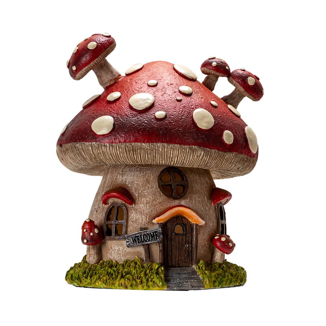 Whimsical Garden Toadstool Mushroom House with LED - Image 2