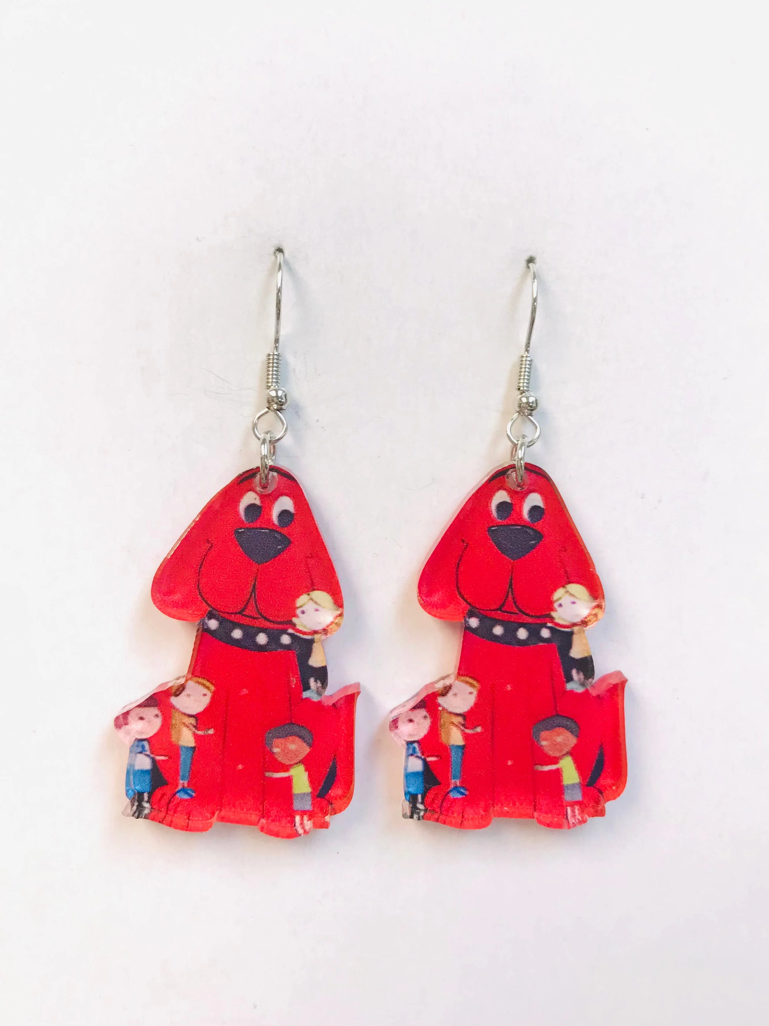 Acrylic Red Dog Earrings