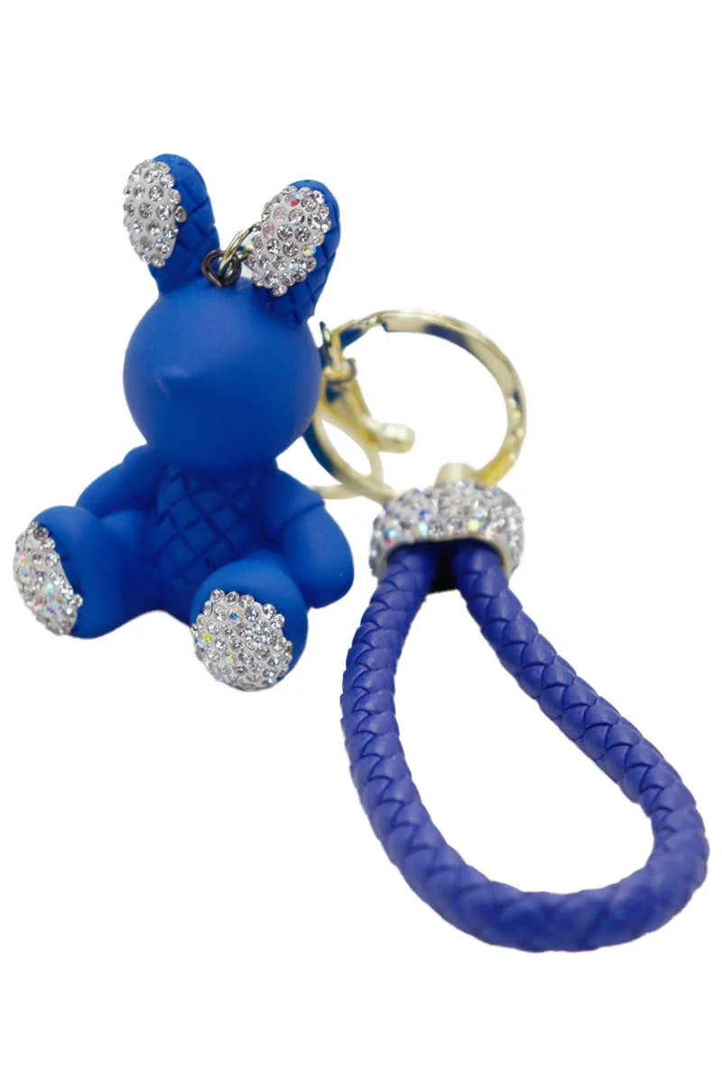 Bunny Bling Rhinestone Matte Diamond Quilt PU Key Chain - Image 7