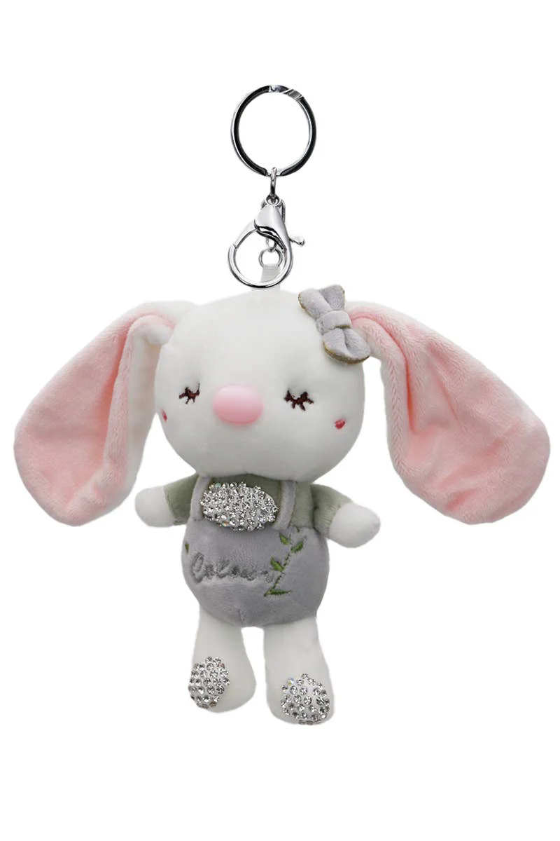 Bunny Bling Rhinestone Plushie Doll Key Chain Random Color - Image 2