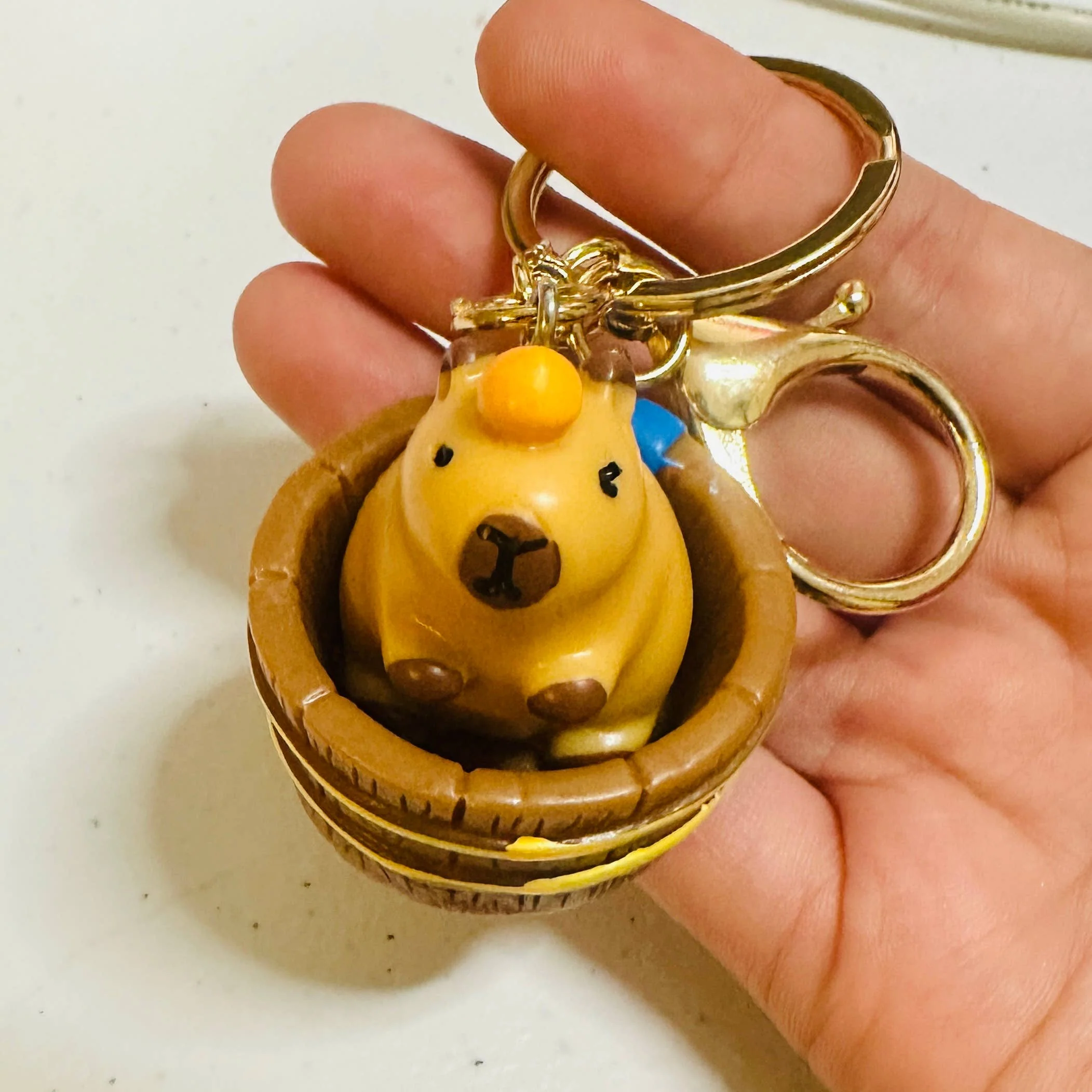 Capybara Bathtub Figurine Keychain Orange Acrylic Key Charm - Image 12