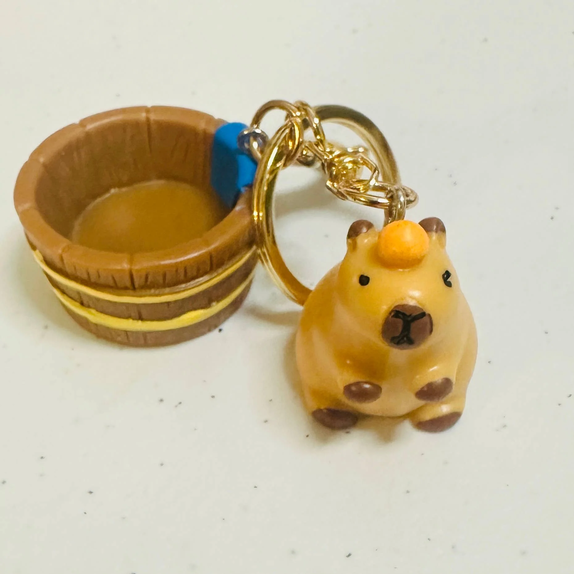 Capybara Bathtub Figurine Keychain Orange Acrylic Key Charm - Image 13