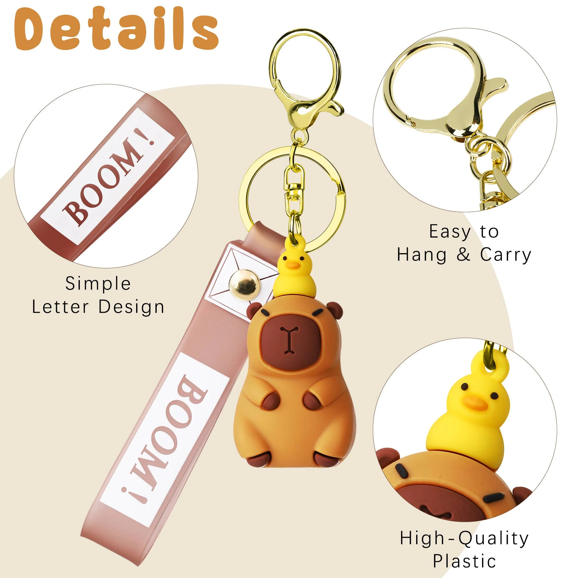 Capybara Bathtub Figurine Keychain Orange Acrylic Key Charm - Image 4