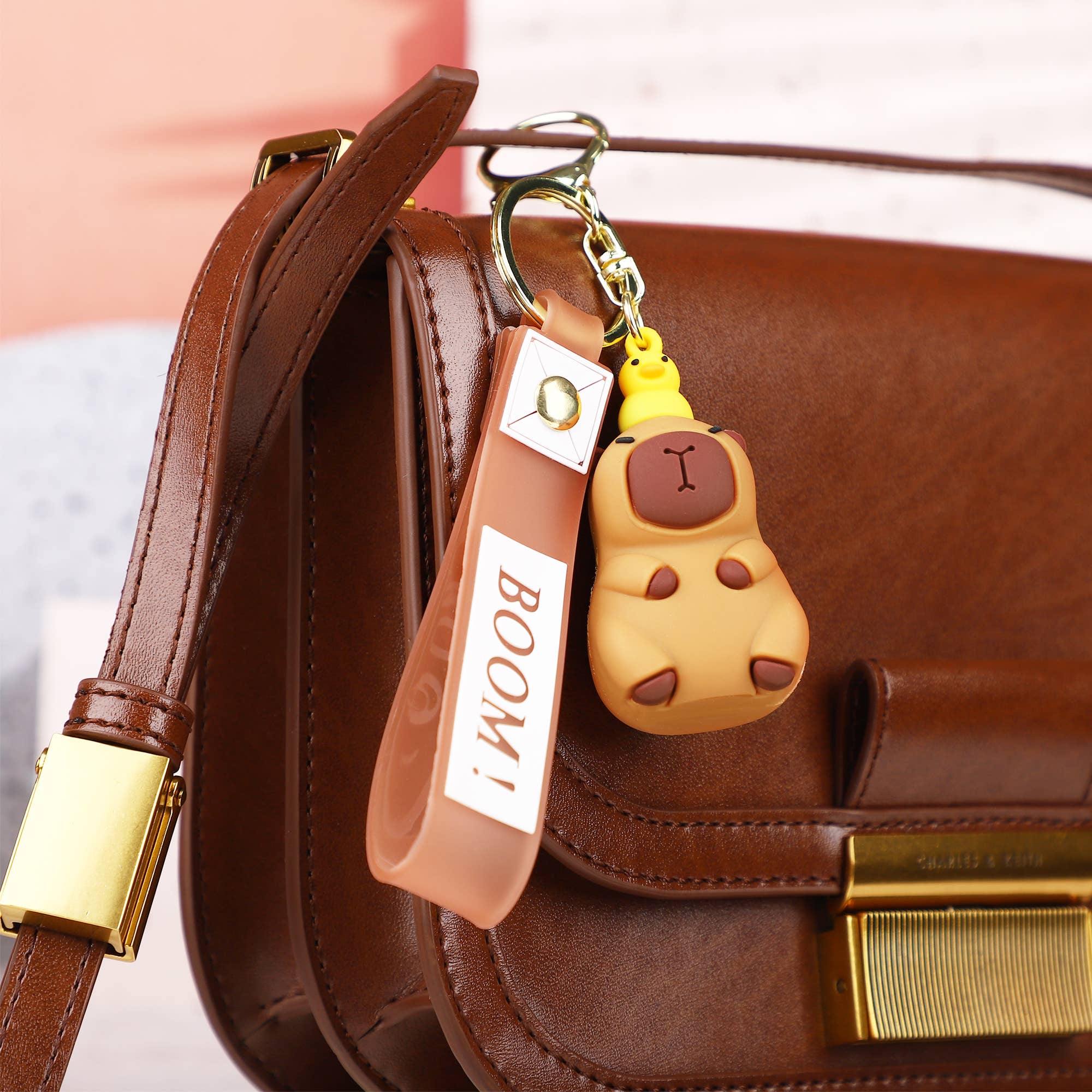 Capybara Bathtub Figurine Keychain Orange Acrylic Key Charm - Image 7