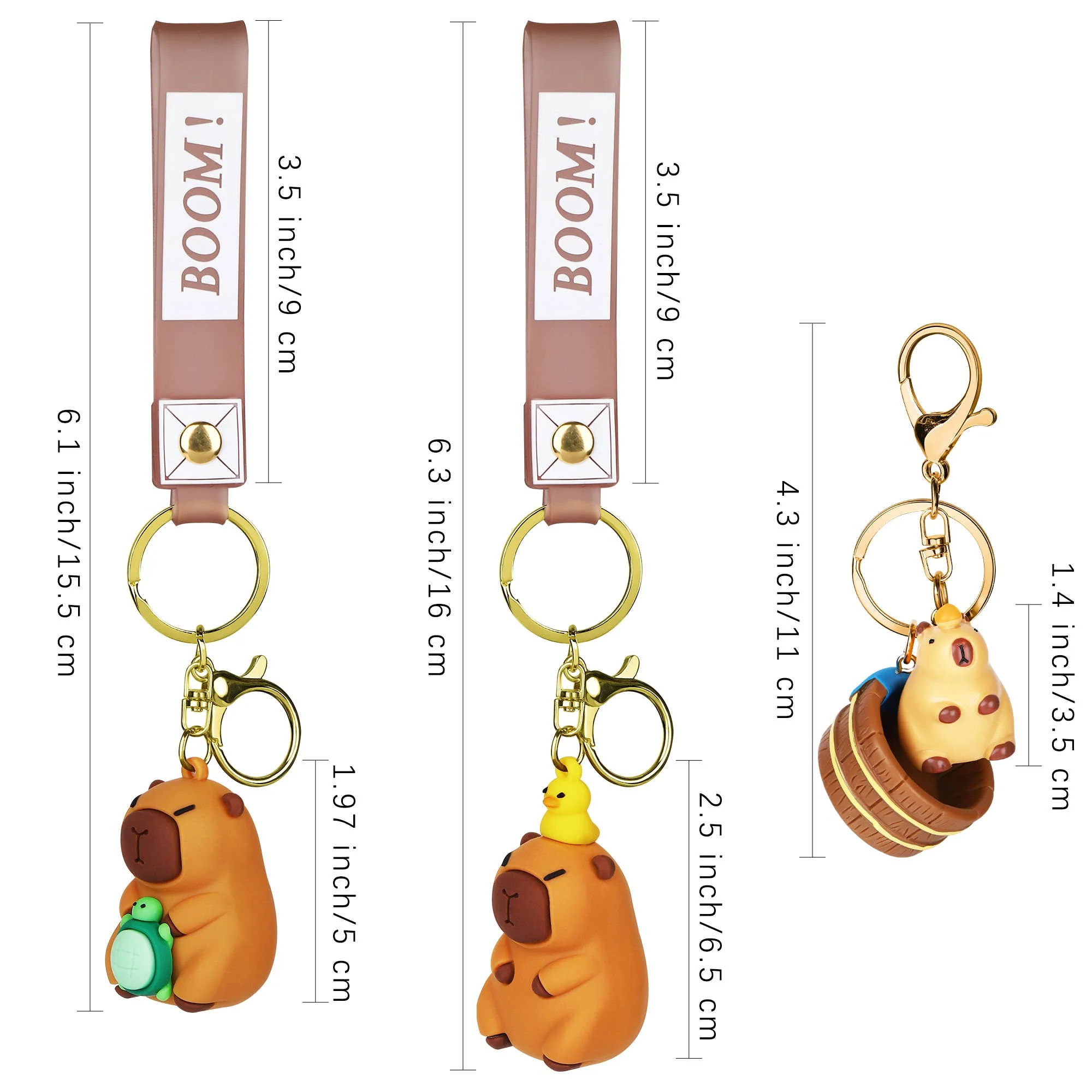 Capybara Bathtub Figurine Keychain Orange Acrylic Key Charm - Image 9