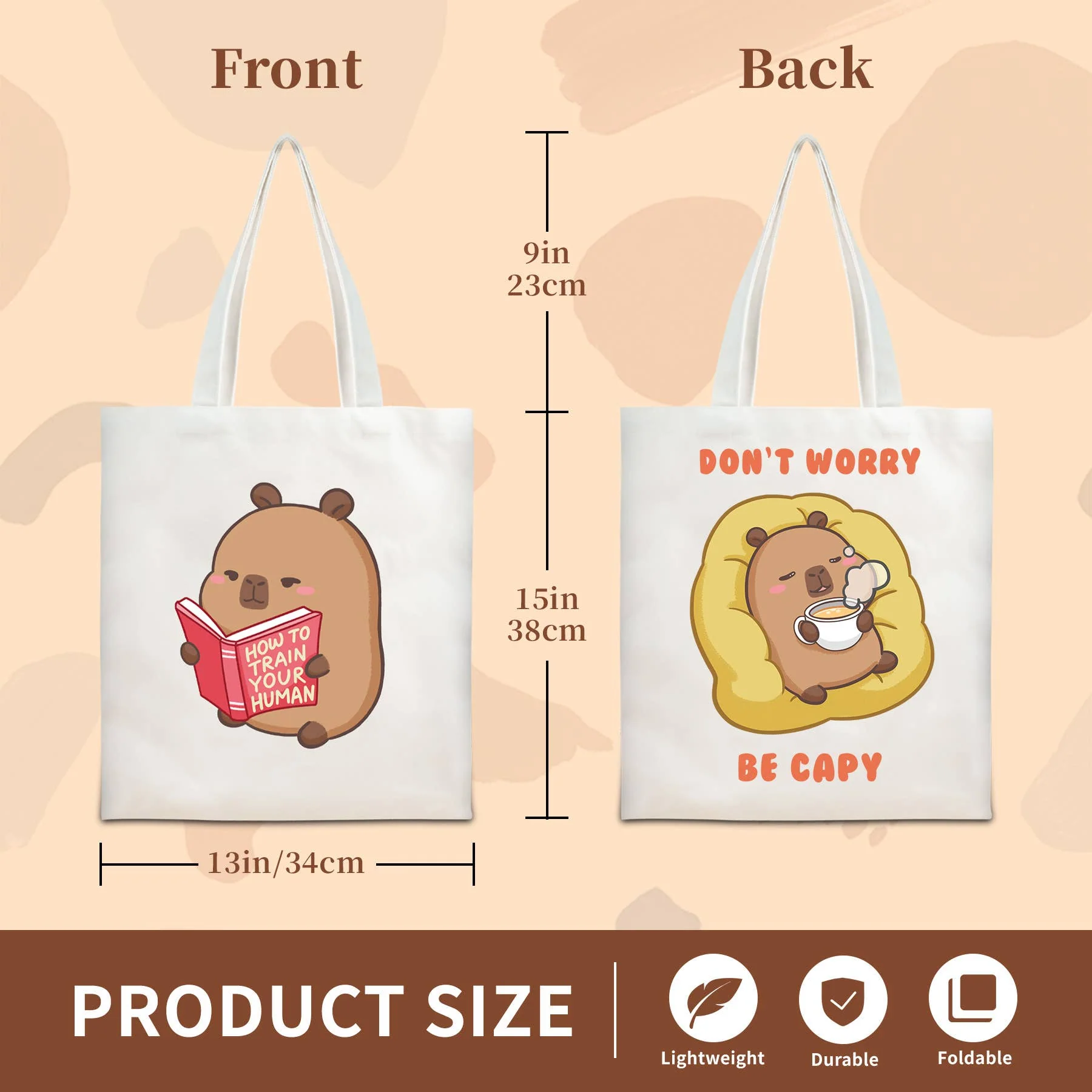 Capybara Canvas Tote Bag One Bag Two Designs - Image 5