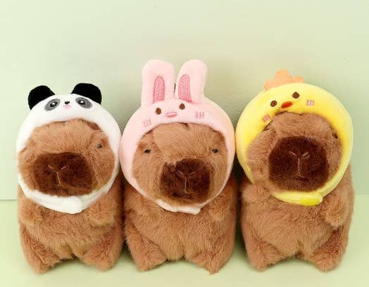 Capybara Plush Keychain – BIG Neck Hood Series - Image 2