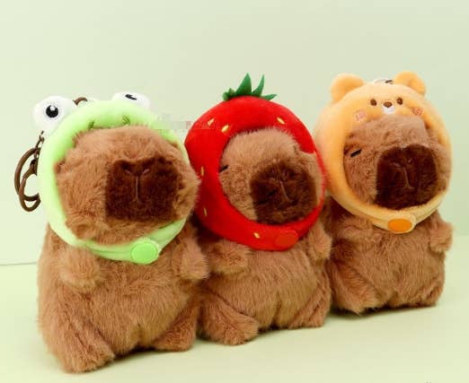 Capybara Plush Keychain – BIG Neck Hood Series - Image 3