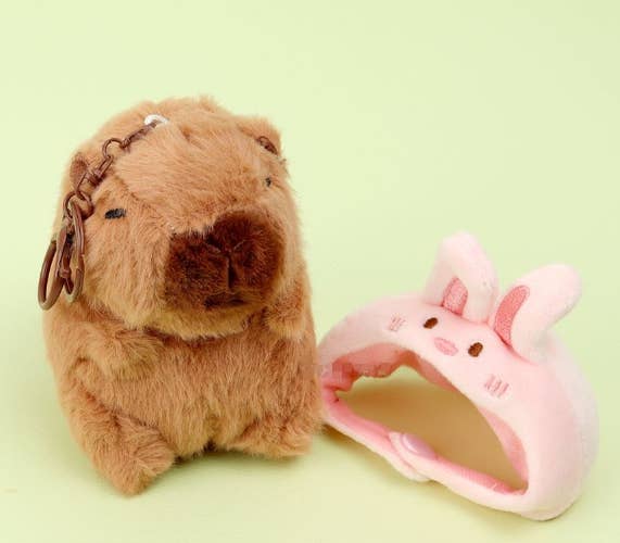 Capybara Plush Keychain – BIG Neck Hood Series - Image 5