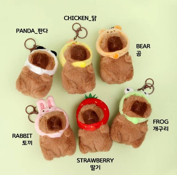 Capybara Plush Keychain – BIG Neck Hood Series - Image 6