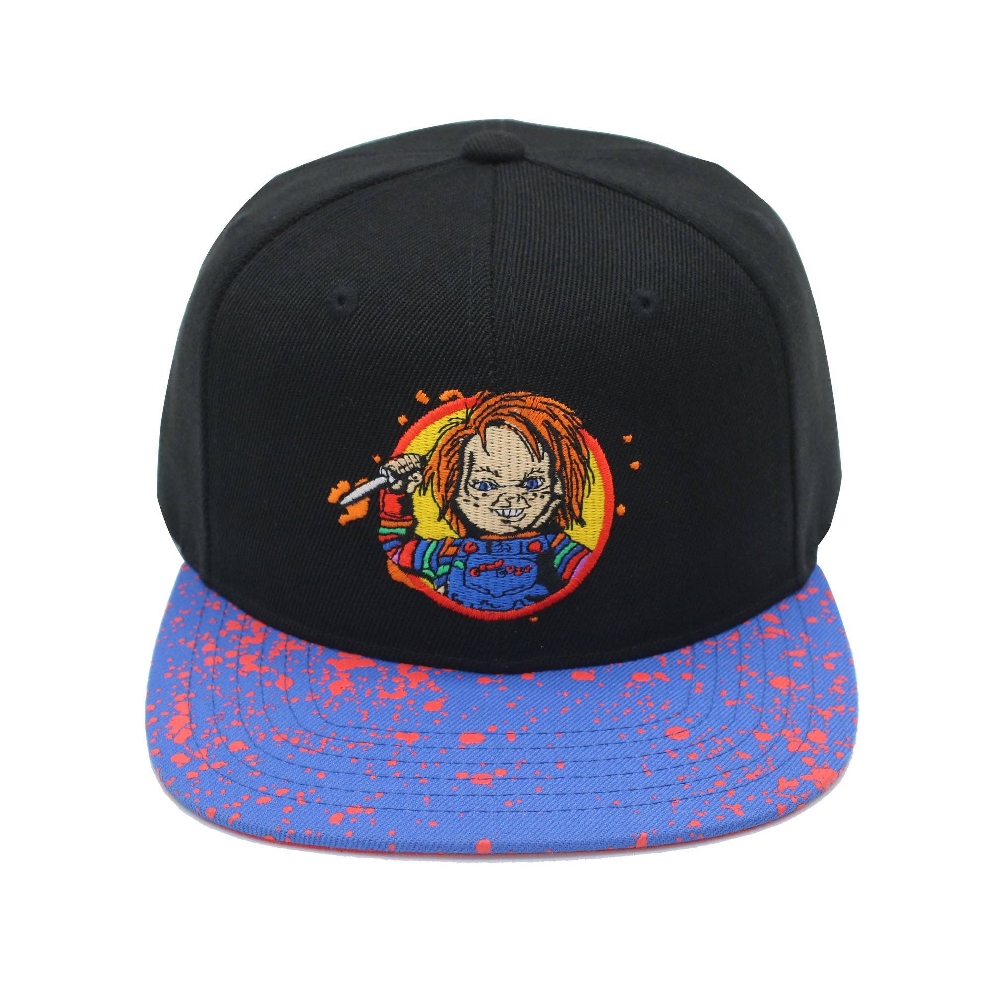Chucky Splatter Flat Brim Baseball Hat with Knife Embroidery - Image 2