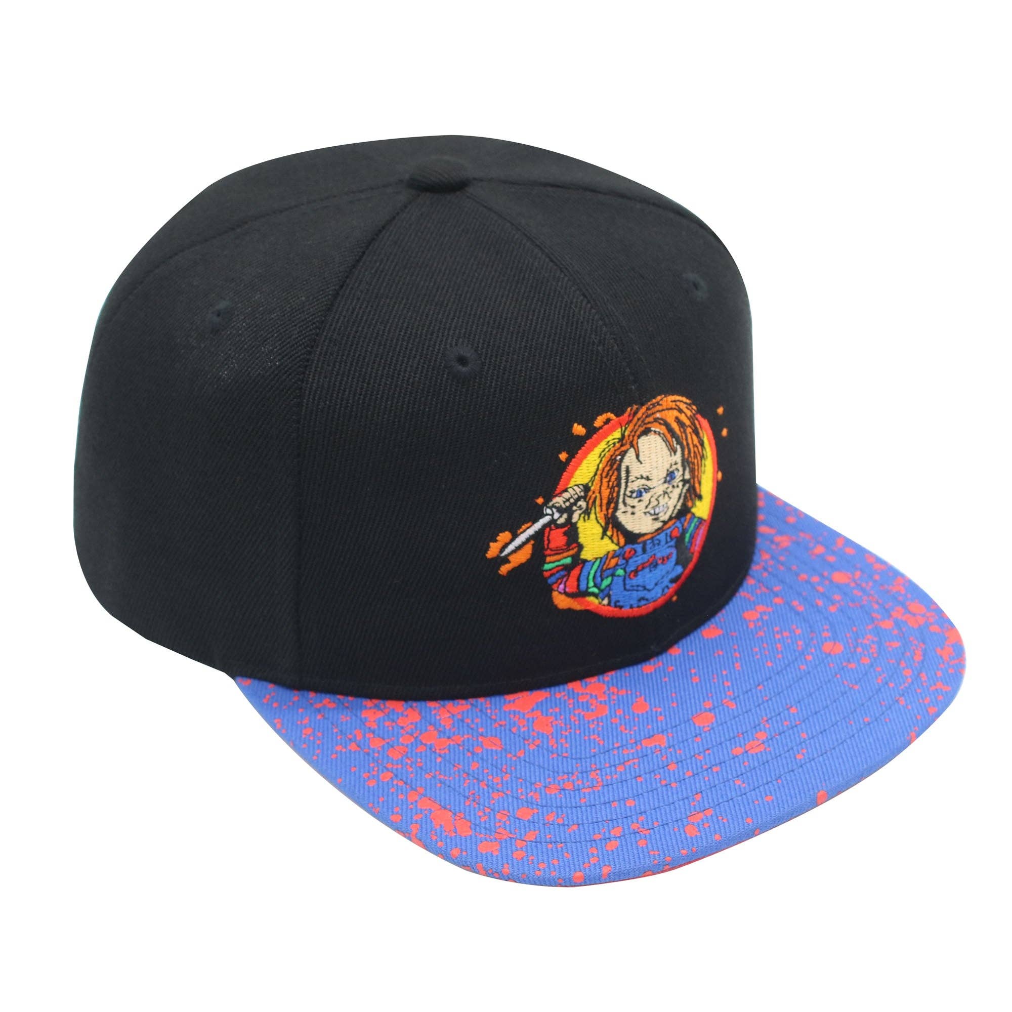 Chucky Splatter Flat Brim Baseball Hat with Knife Embroidery - Image 4