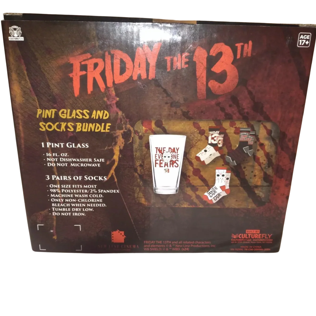 FRIDAY THE 13TH Pint Glass & 3 Pack Socks BUNDLE - Image 2