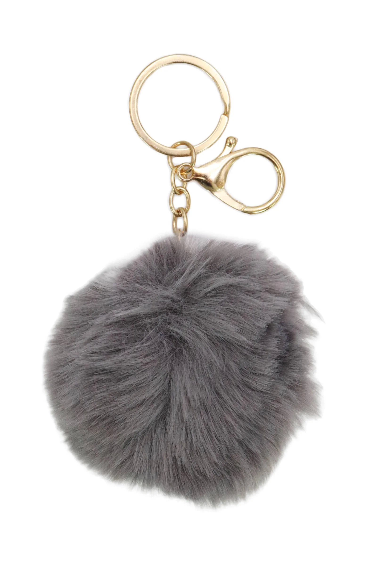 Fuzzy Faux Fur Pom Pom Novelty Key Chain - Image 3