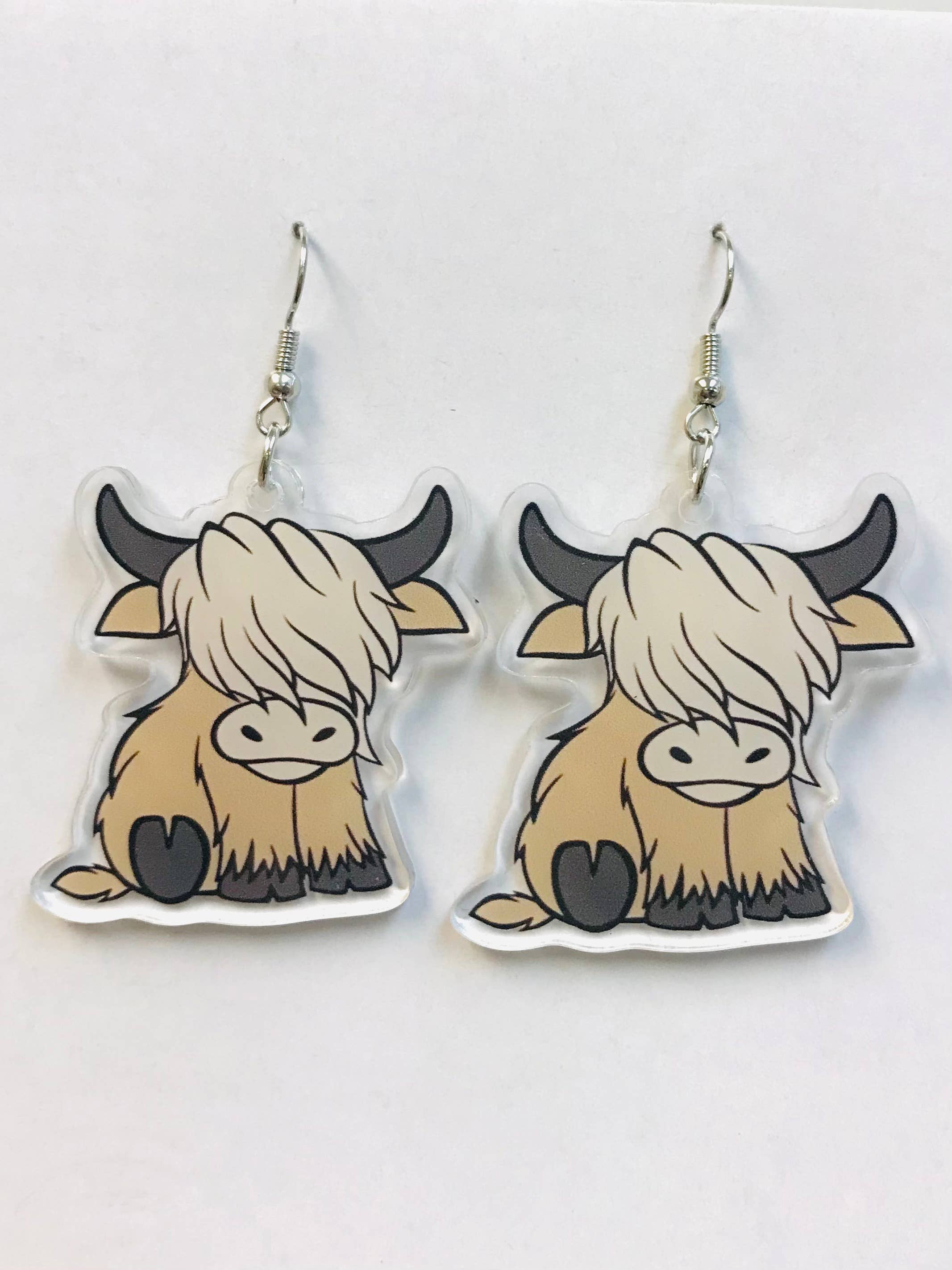 Highland Cow Earrings, Acrylic Earrings - Image 2
