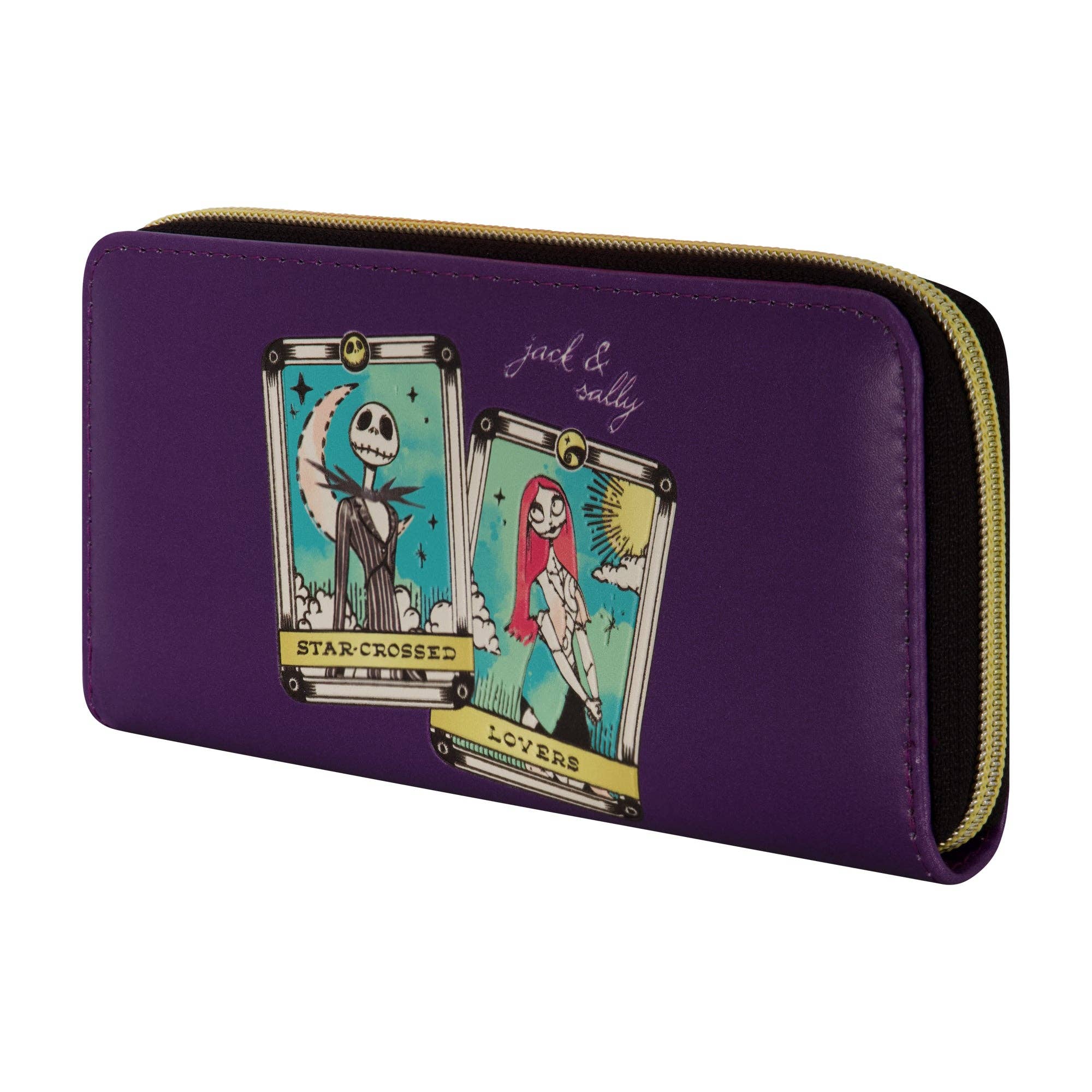 Jack And Sally Star Crossed Lovers Tarot Zip Around Wallet, Purple - Image 3