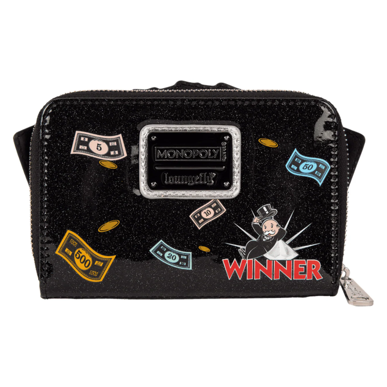 Loungefly Monopoly 90th Anniversary Money Glitter Zip Around Wallet - Image 2
