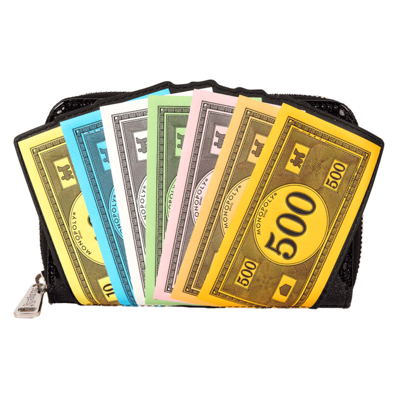 Loungefly Monopoly 90th Anniversary Money Glitter Zip Around Wallet - Image 3
