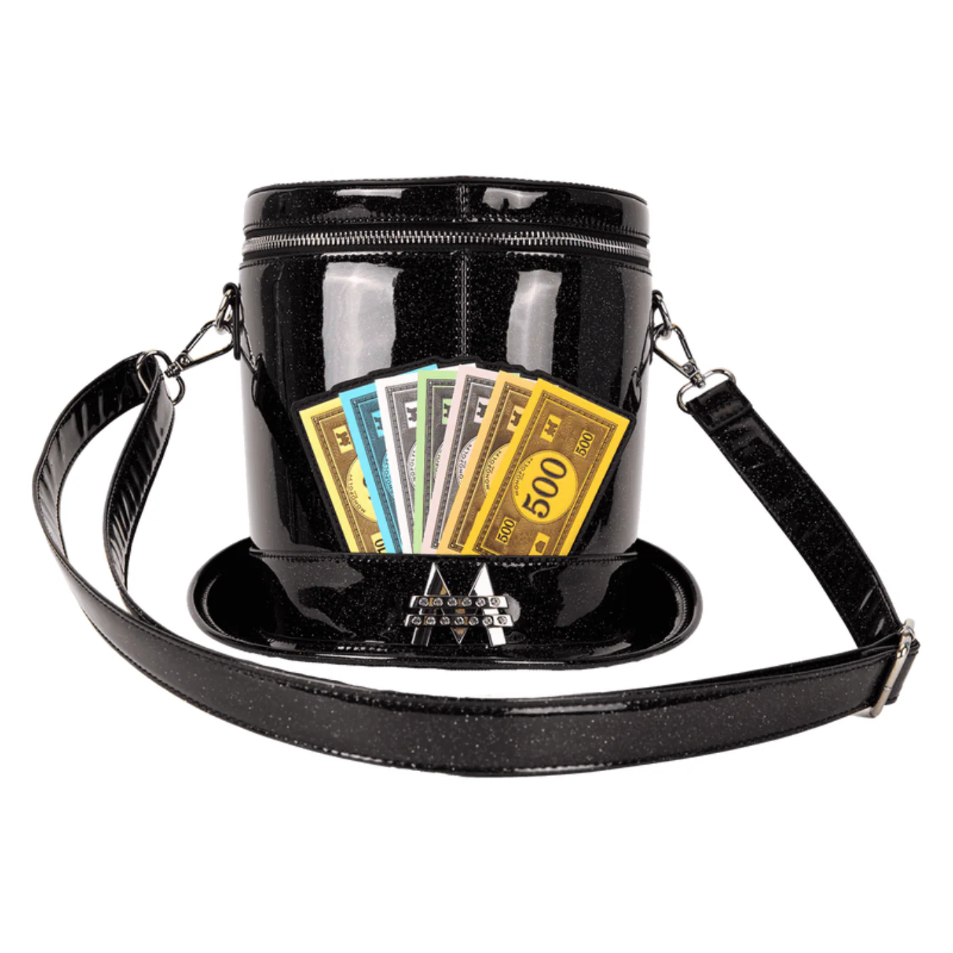 Loungefly Monopoly 90th Anniversary Top Hat Glitter Figural Crossbody Bag - Image 2