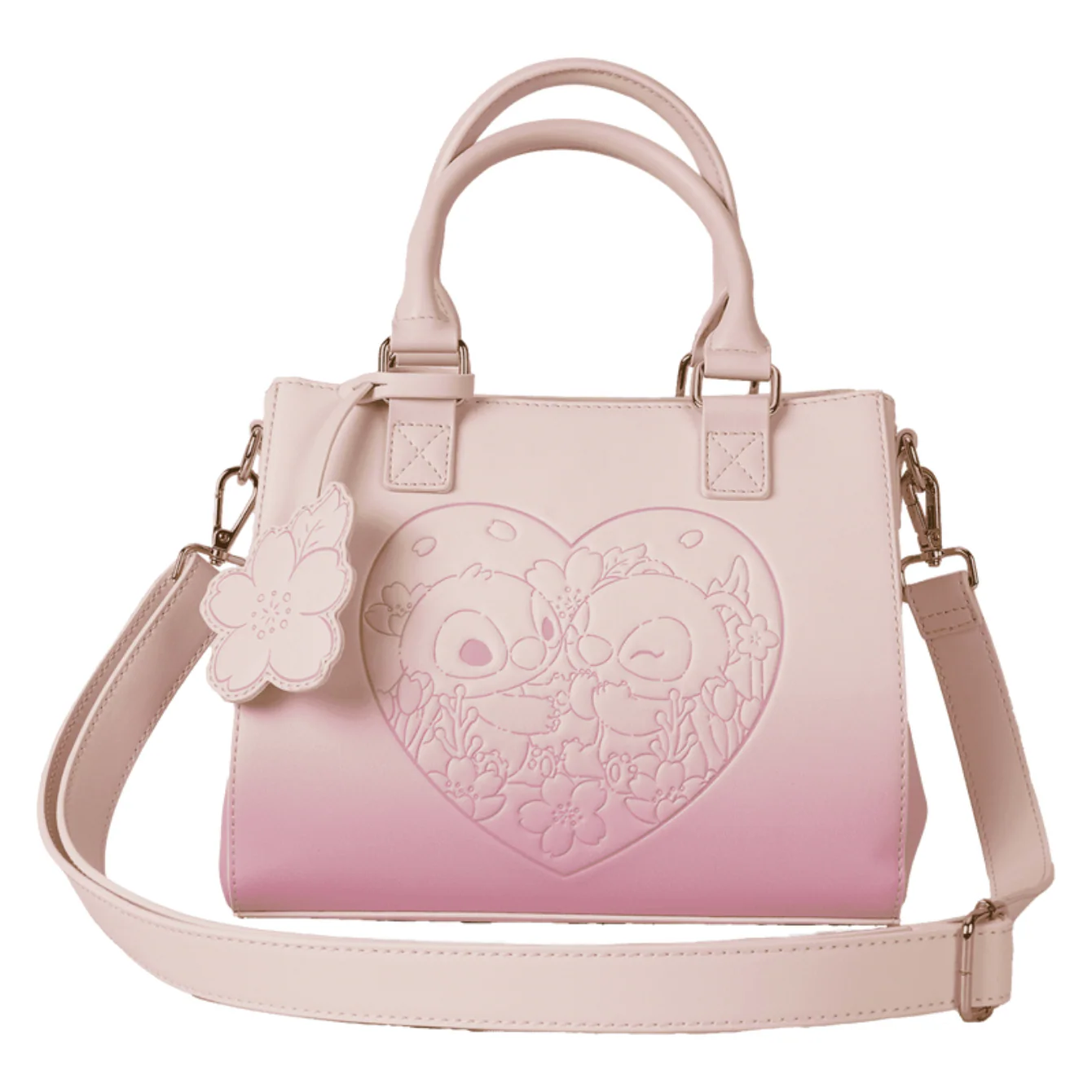 Loungefly Stitch & Angel Cherry Blossom Heart Crossbody Bag - Image 3
