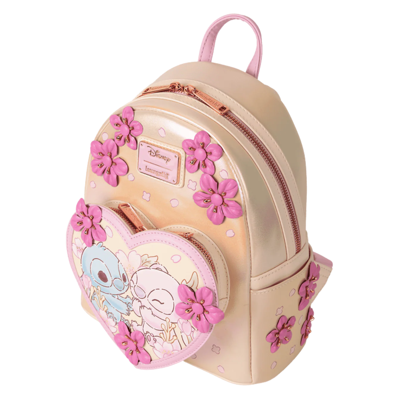 Loungefly Stitch & Angel Cherry Blossom Heart Mini Backpack - Image 2