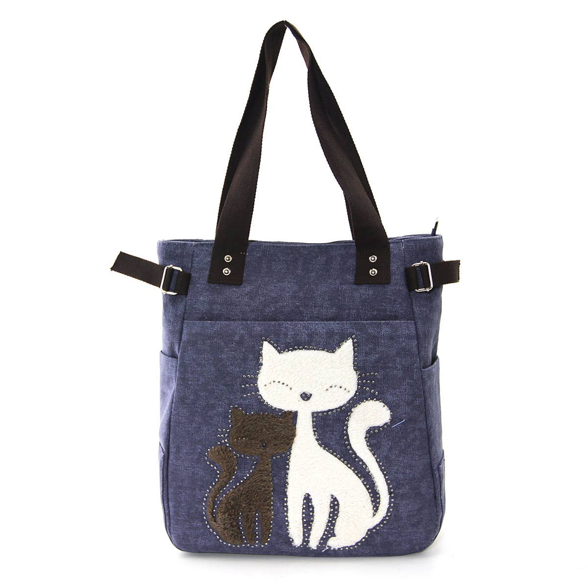 Lovely Cats With Faux Fur And Studs Tote Bag - Image 5