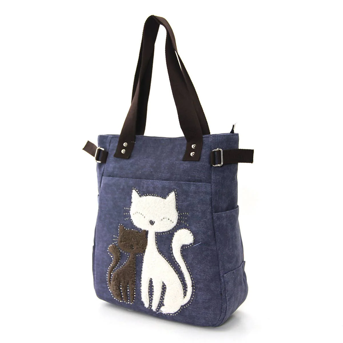 Lovely Cats With Faux Fur And Studs Tote Bag - Image 6