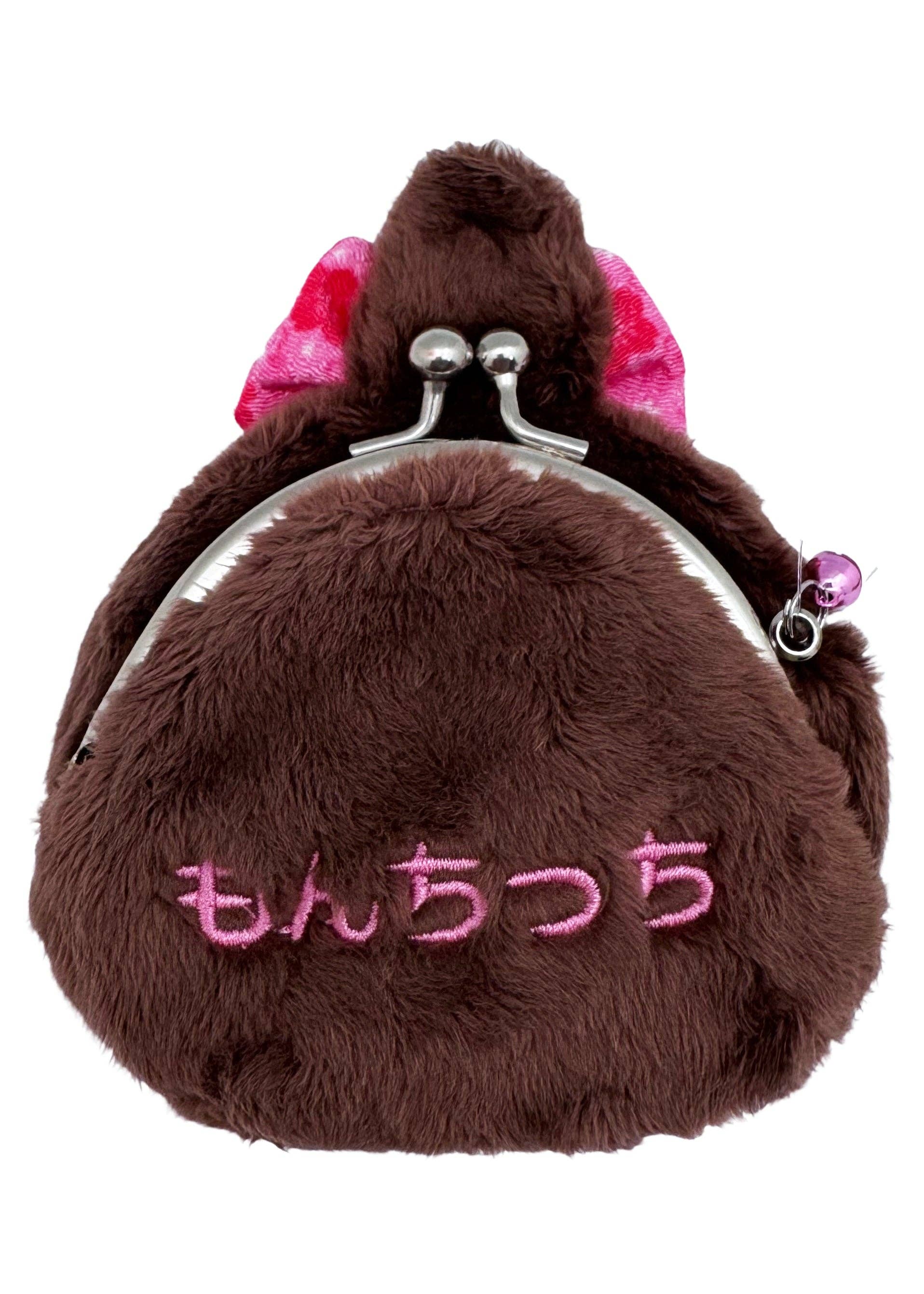 Monchhichi-Chan Floral Bow Plush Coin Bag in Brown - Image 3