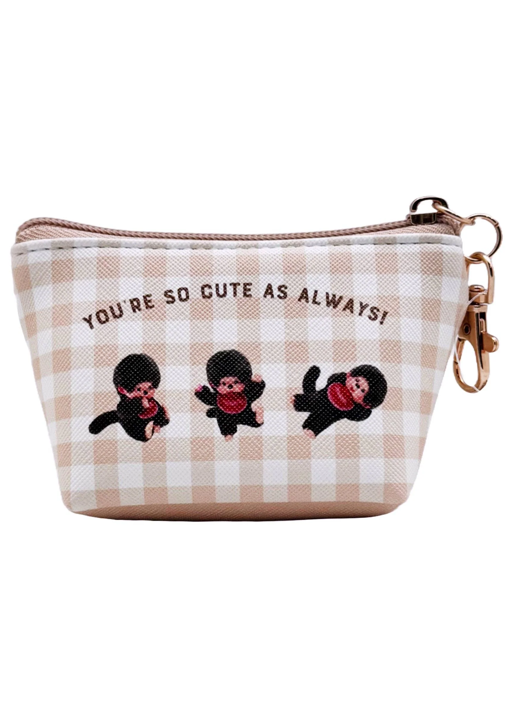 Monchhichi-Kun Gingham Mini Coin Pouch - Image 2