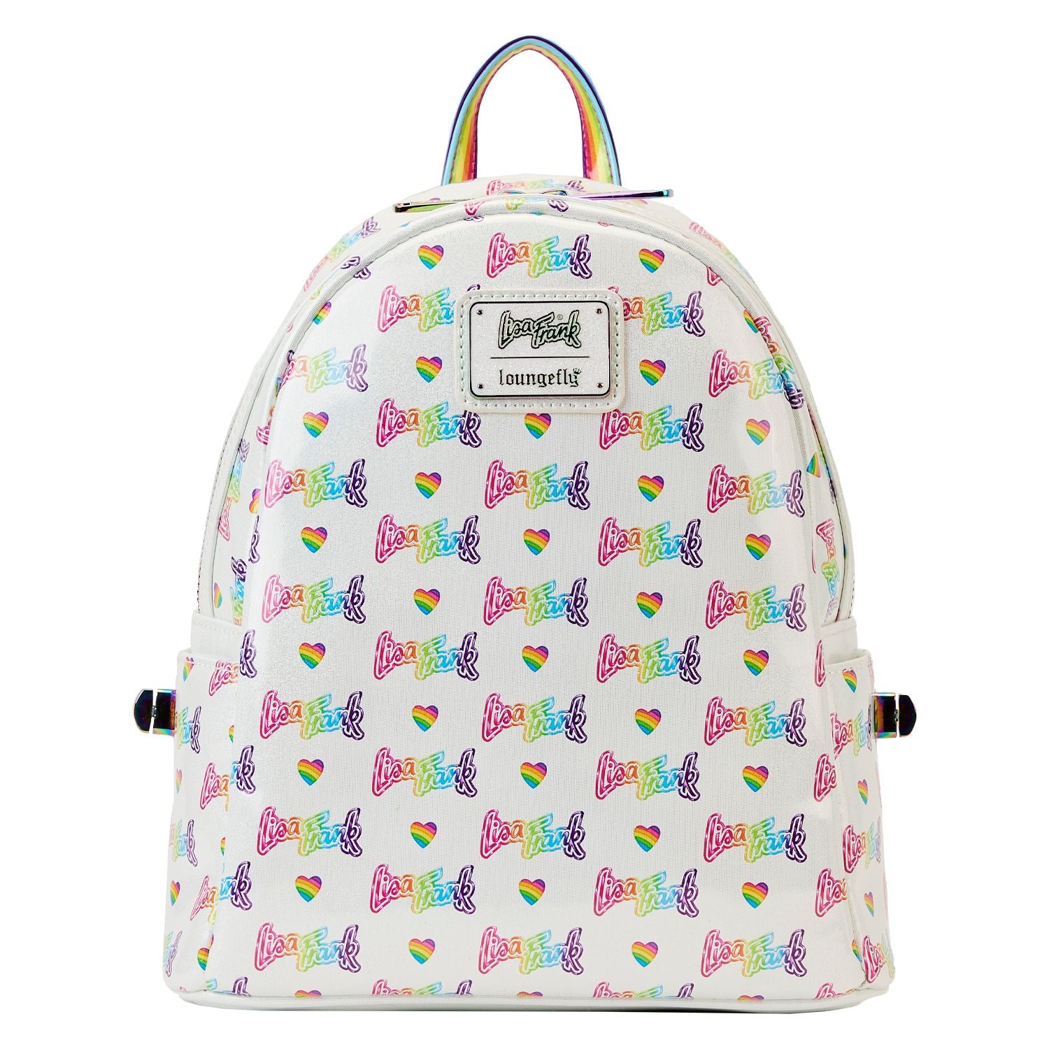 Loungefly Lisa Frank Logo Heart Detachable Rainbow Bag Mini Backpack - Image 2