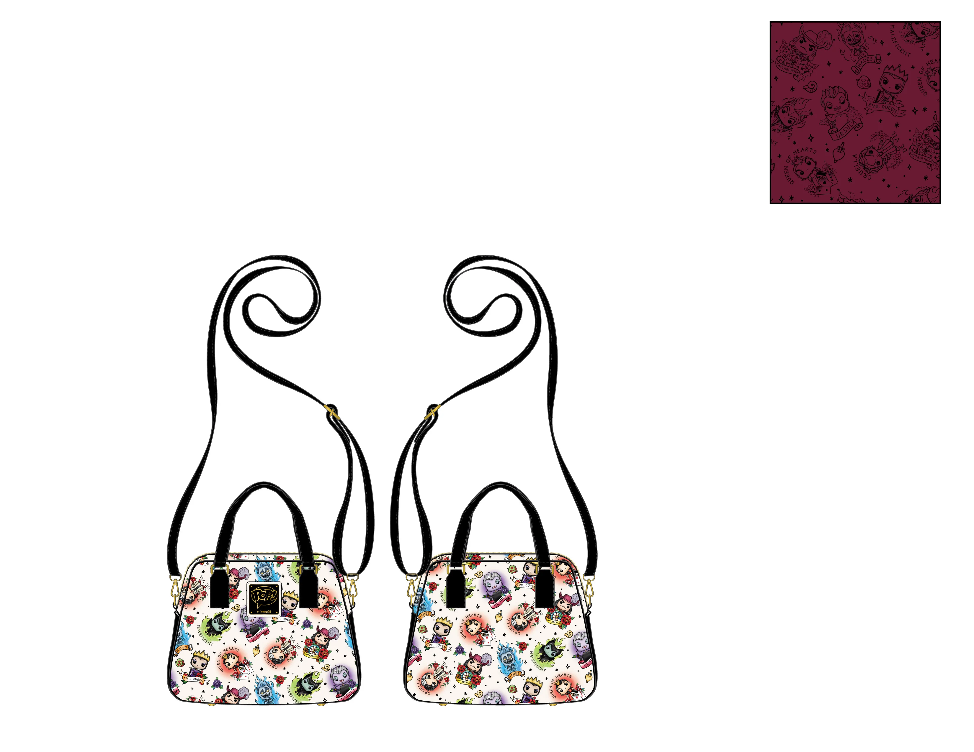POP BY LF DISNEY VILLAINS TATTOO AOP CROSSBODY LOUNGEFLY - Image 2