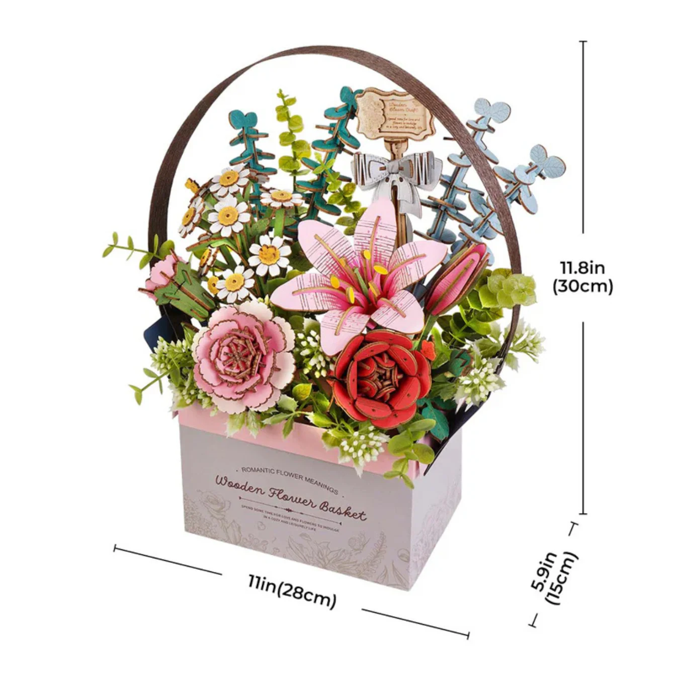 Rowood Wooden Flower Basket DIY 3D Puzzle - Image 2