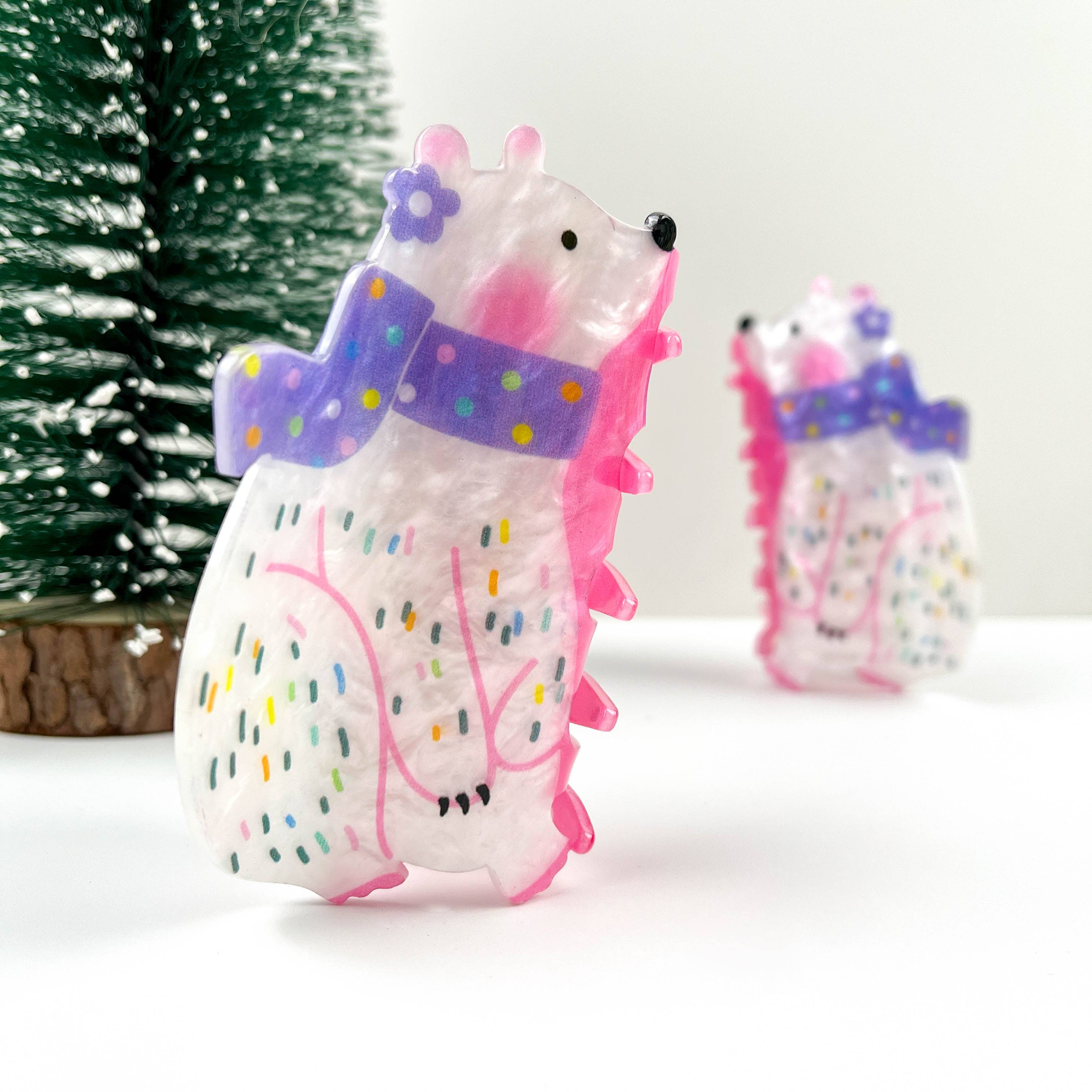 Scarf Bear Hair Clip, Christmas Claw Hair Clip - Image 3