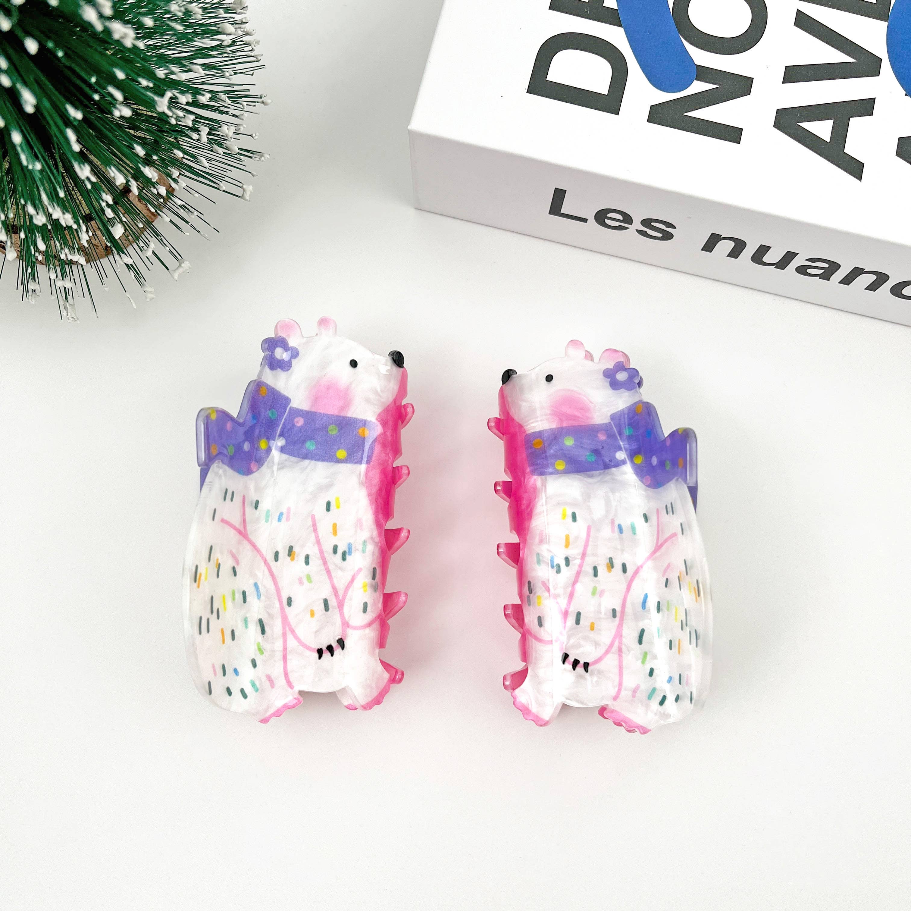 Scarf Bear Hair Clip, Christmas Claw Hair Clip - Image 6