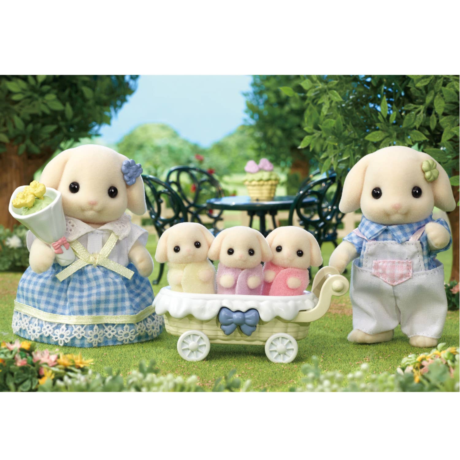 Set of 4 Doll Figures, Flora Rabbit Family, Collectible Toy - Image 2