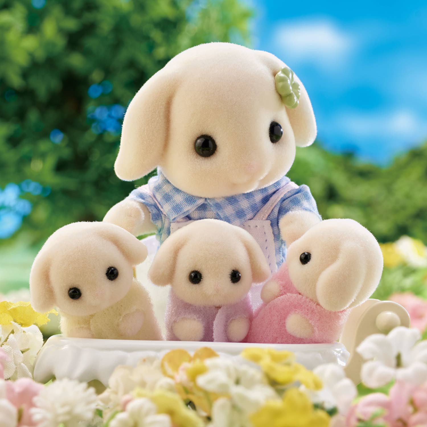 Set of 4 Doll Figures, Flora Rabbit Family, Collectible Toy - Image 4