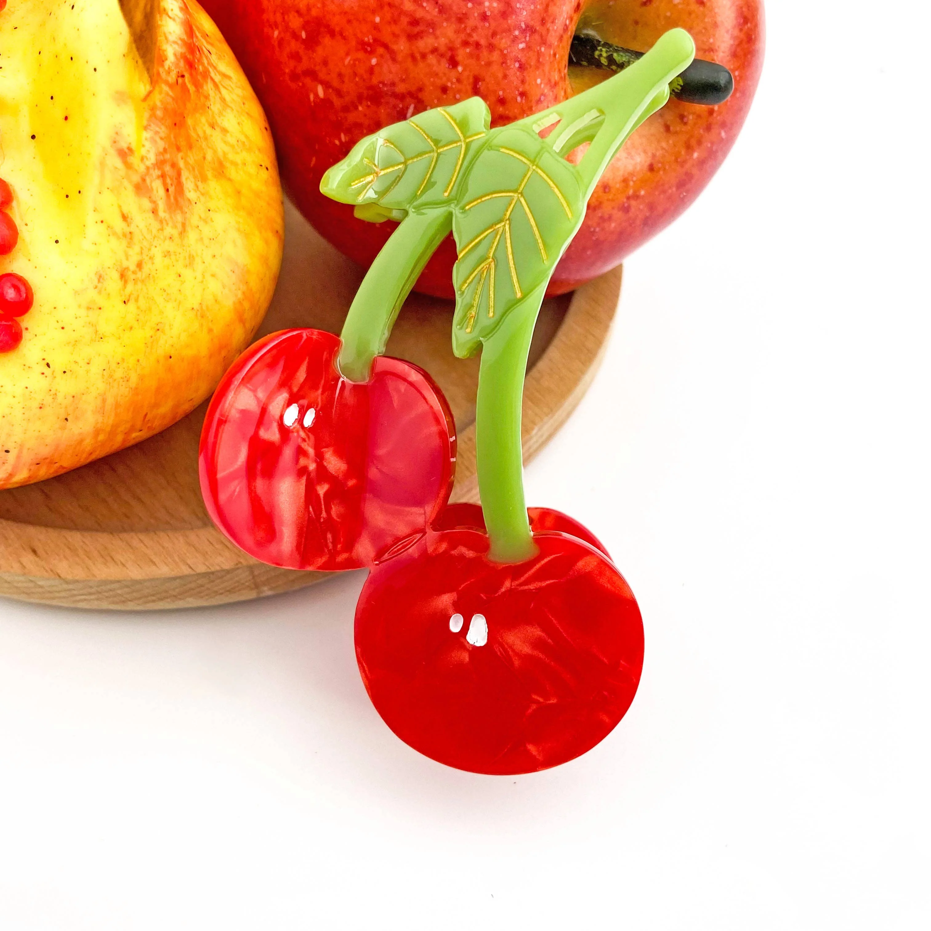 Sweet Red Cherry Claw Clip, Twin Cherries Hair Clip - Image 3