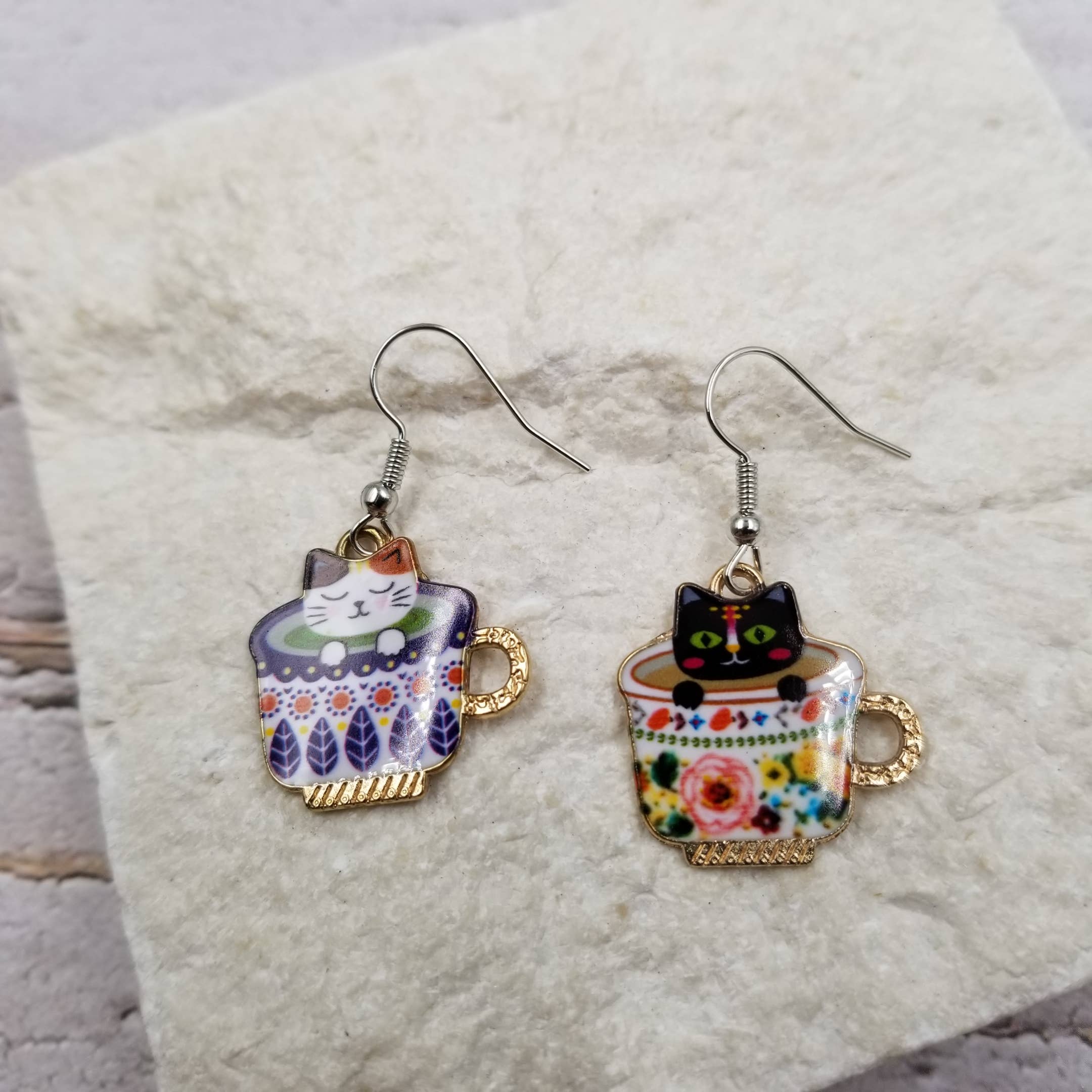 Teacup Cat Earrings - Image 2