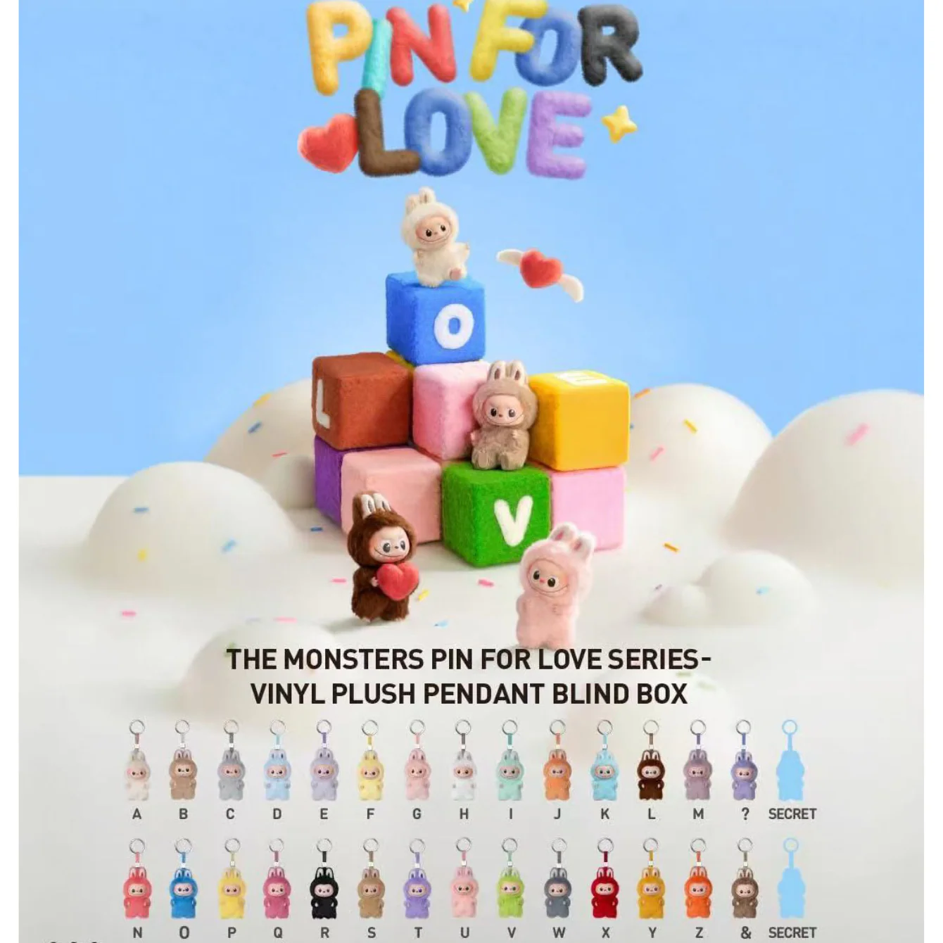 THE MONSTERS Pin for Love Series-Vinyl Plush Pendant Blind Box N-Z - Image 2