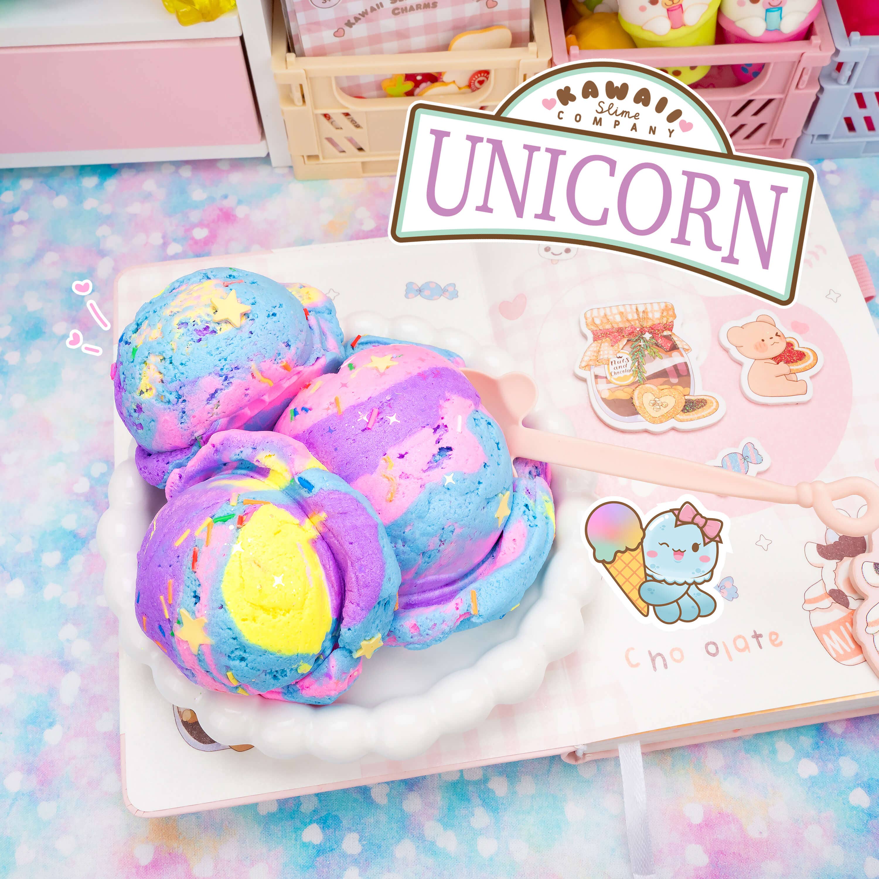 Unicorn Scented Ice Cream Pint Slime - Image 2