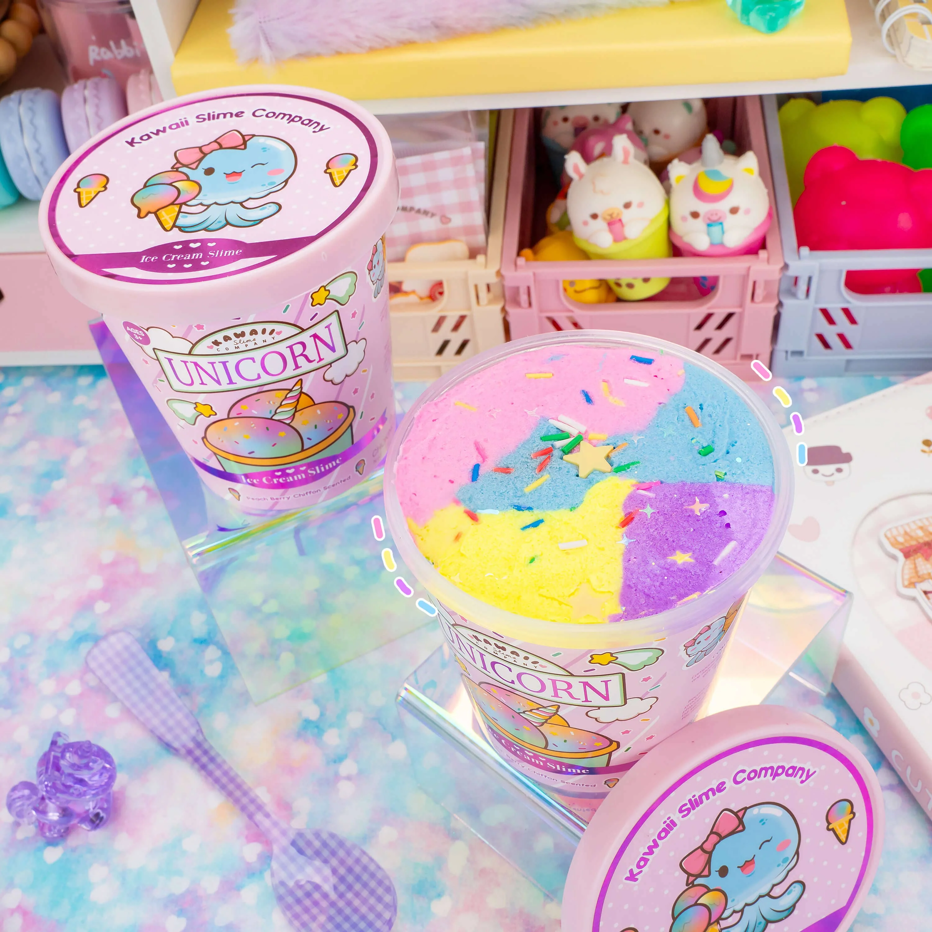 Unicorn Scented Ice Cream Pint Slime - Image 3
